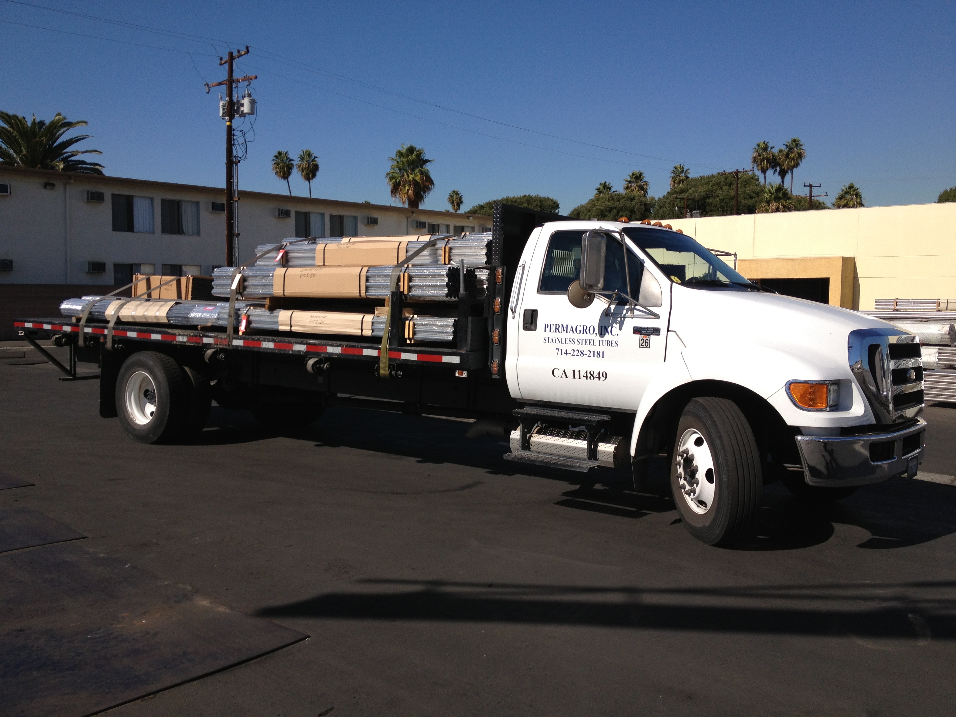 Permagro delivery truck loaded with stainless steel stock