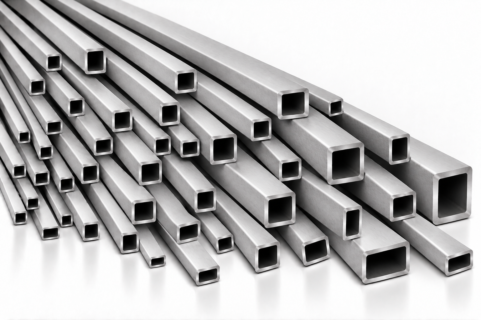 AI-generated illustration of satin hollow square and rectangular stainless steel tubes
