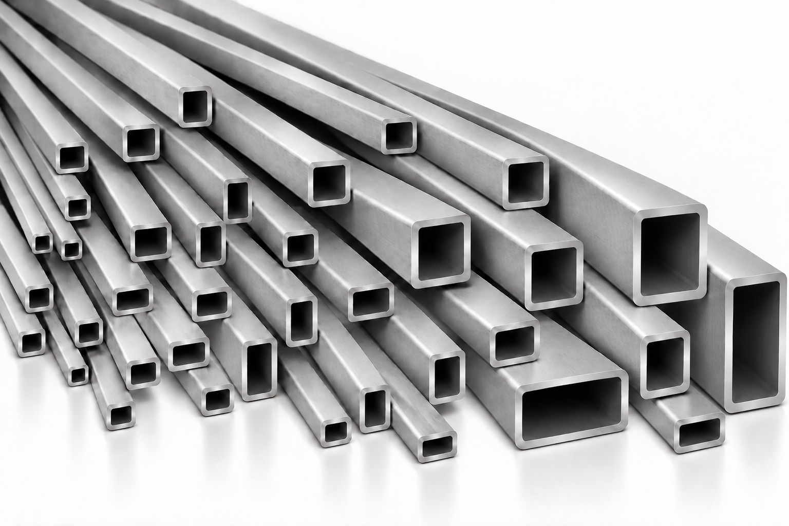 AI-generated illustration of satin hollow square and rectangular stainless steel tubes
