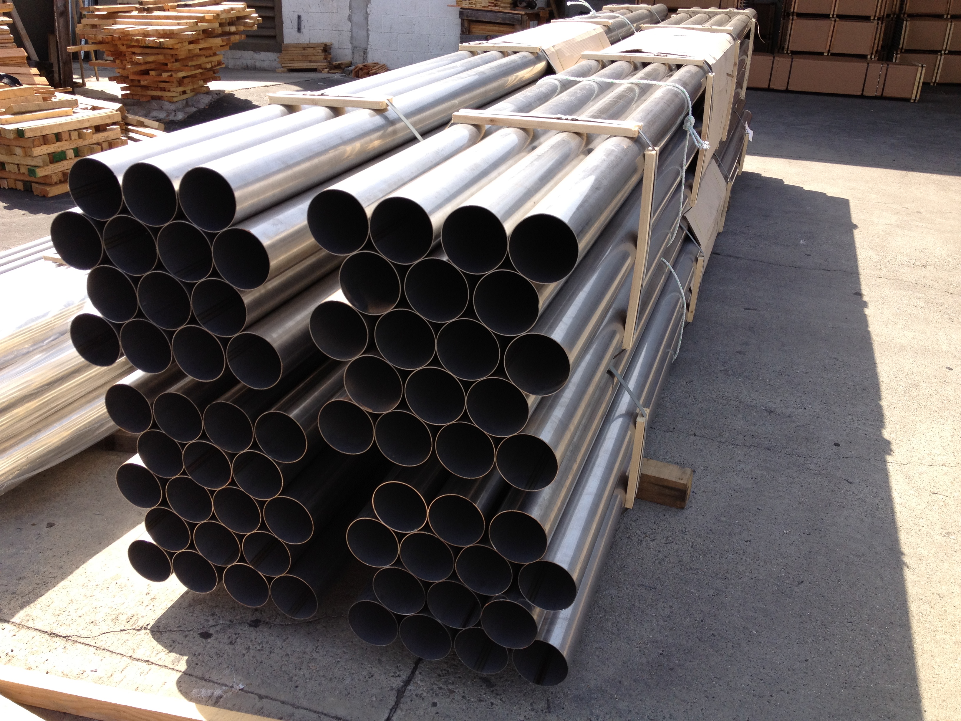 Stainless steel tube bundles prepared outside the Permagro warehouse