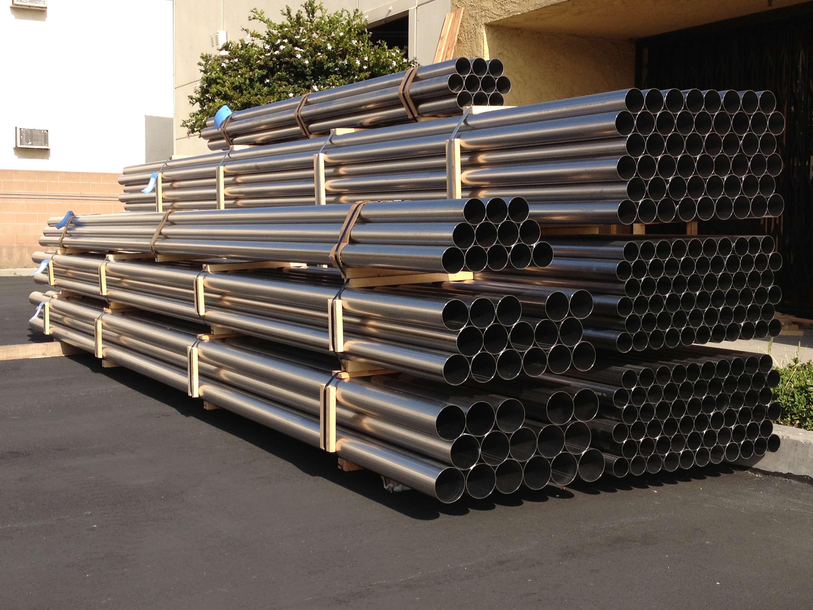 Banded stainless steel tube bundles outside Permagro