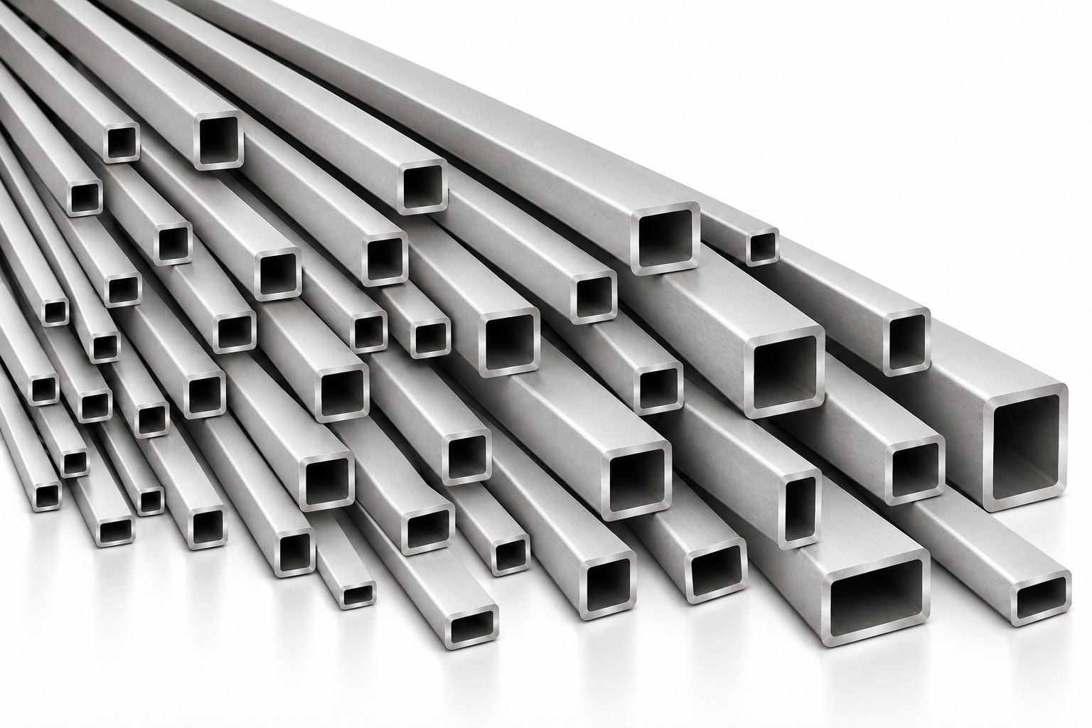 AI-generated illustration of satin hollow square and rectangular stainless steel tubes