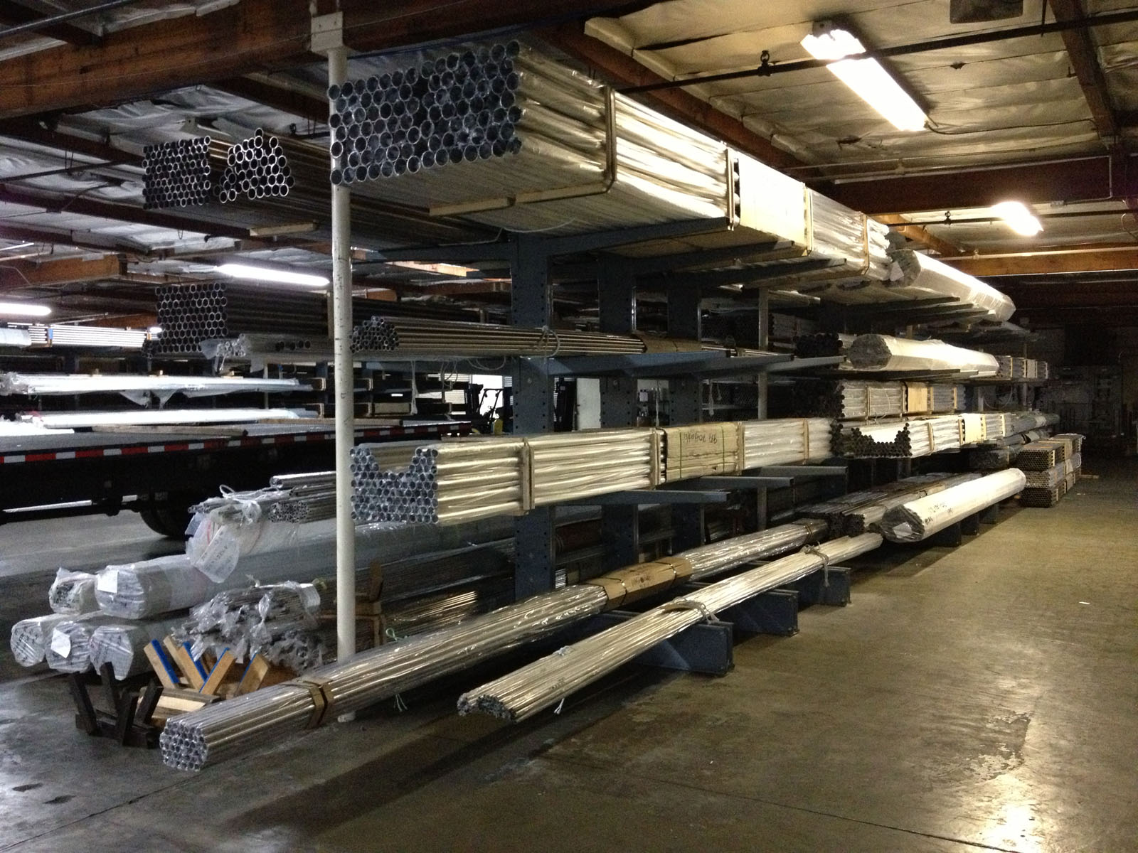 Stainless steel stock and storage inside the Permagro warehouse