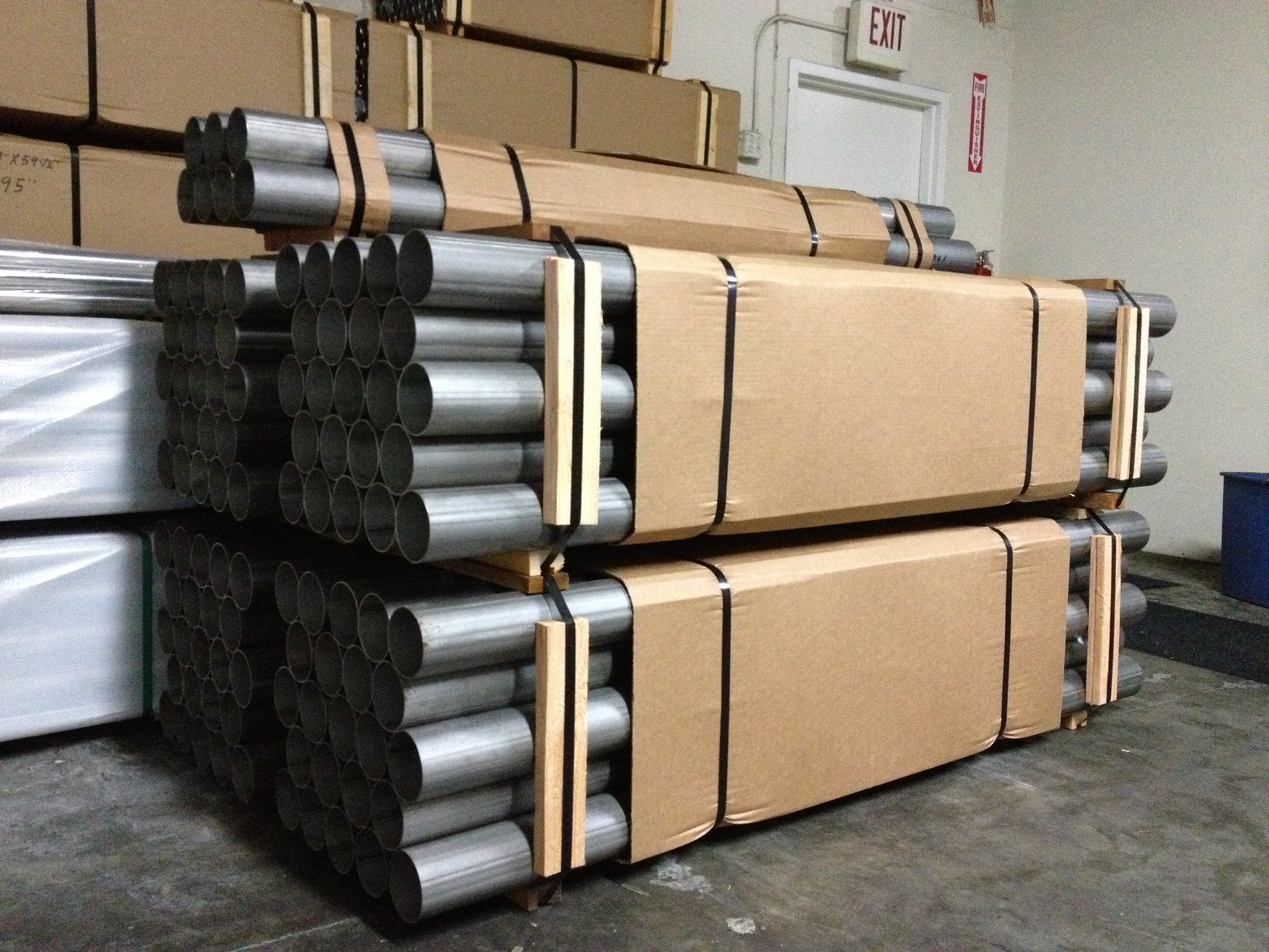 Stainless steel stock and storage inside the Permagro warehouse