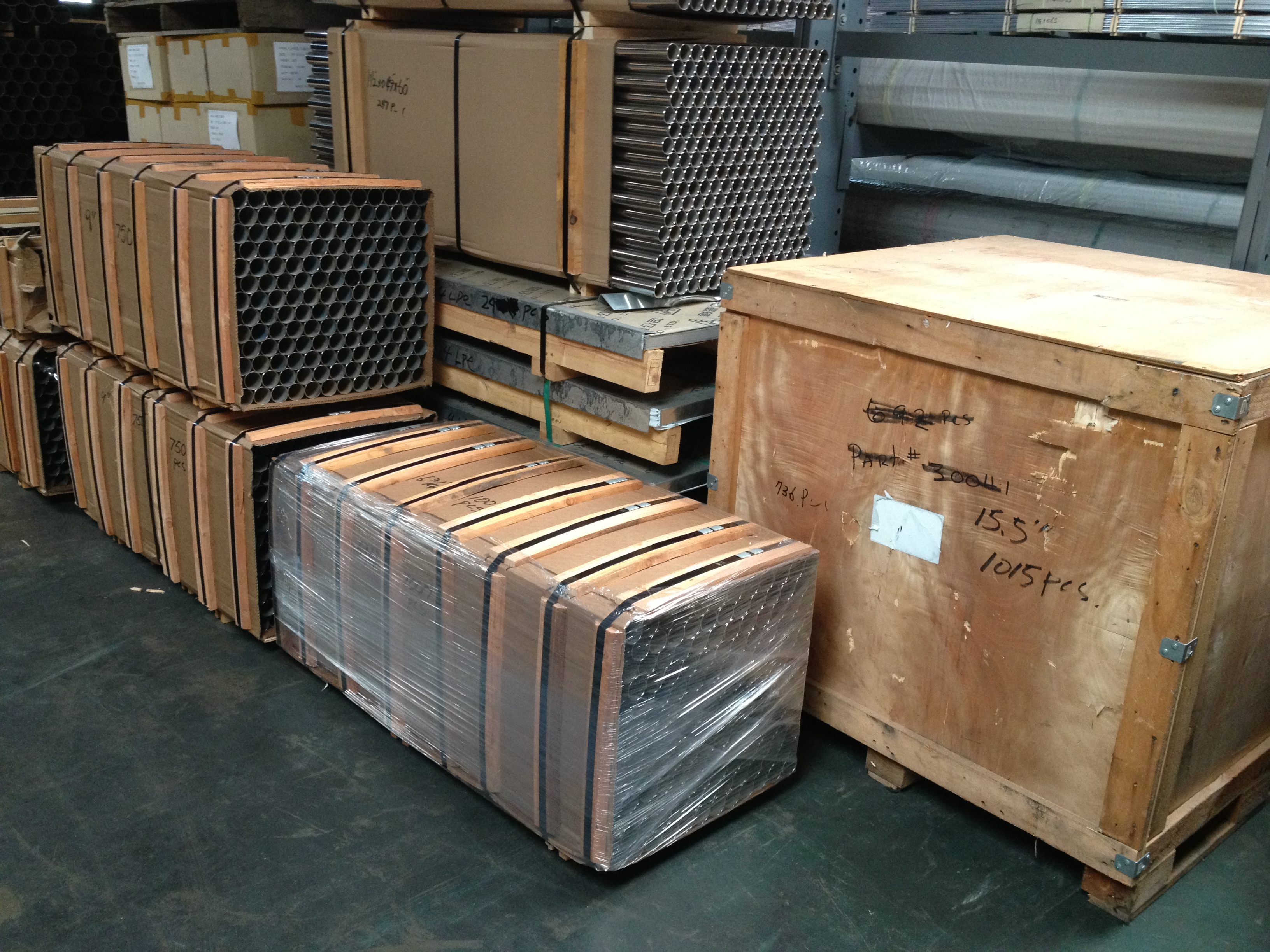 Stainless steel stock and storage inside the Permagro warehouse