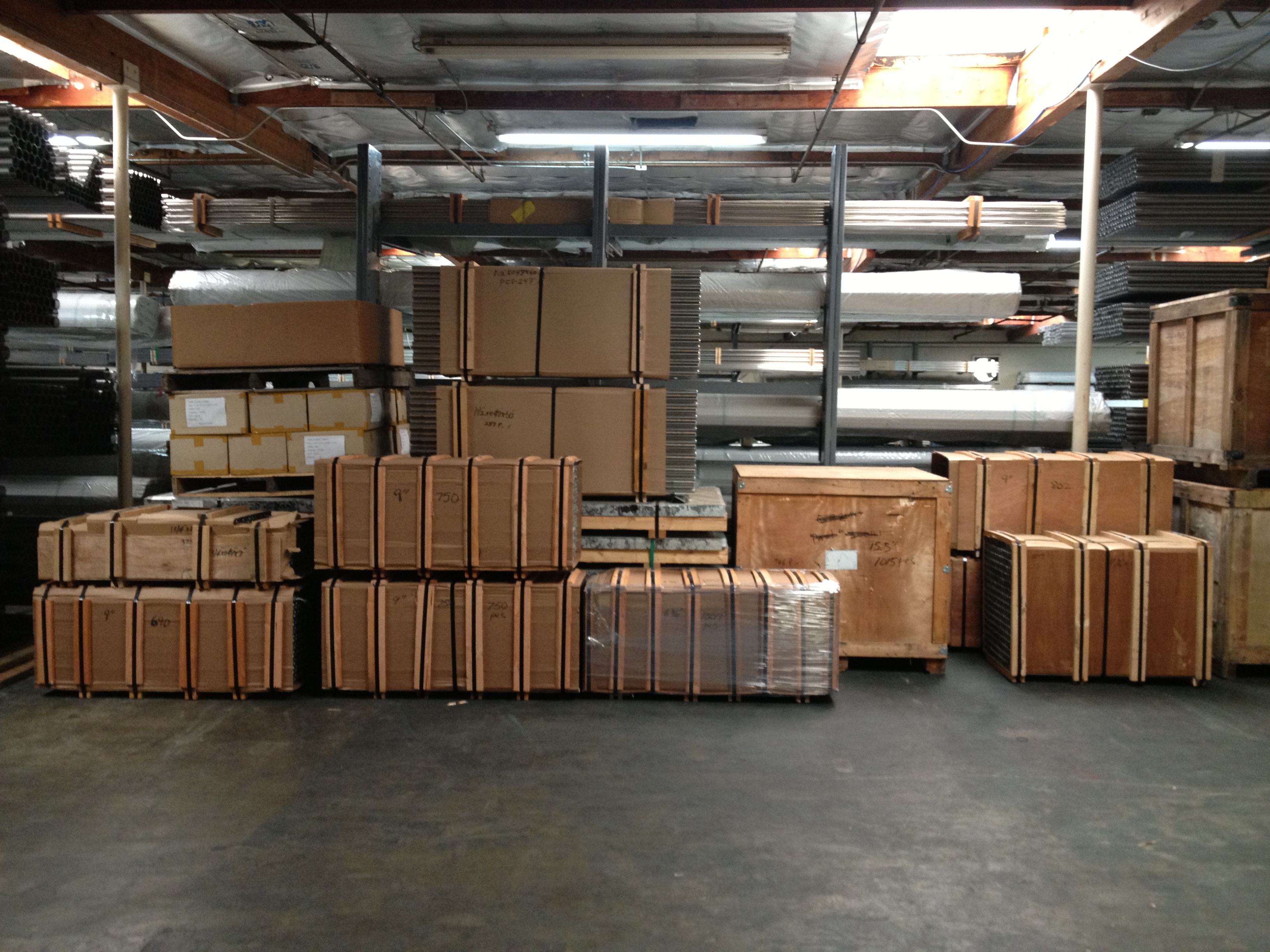 Stainless steel stock and storage inside the Permagro warehouse