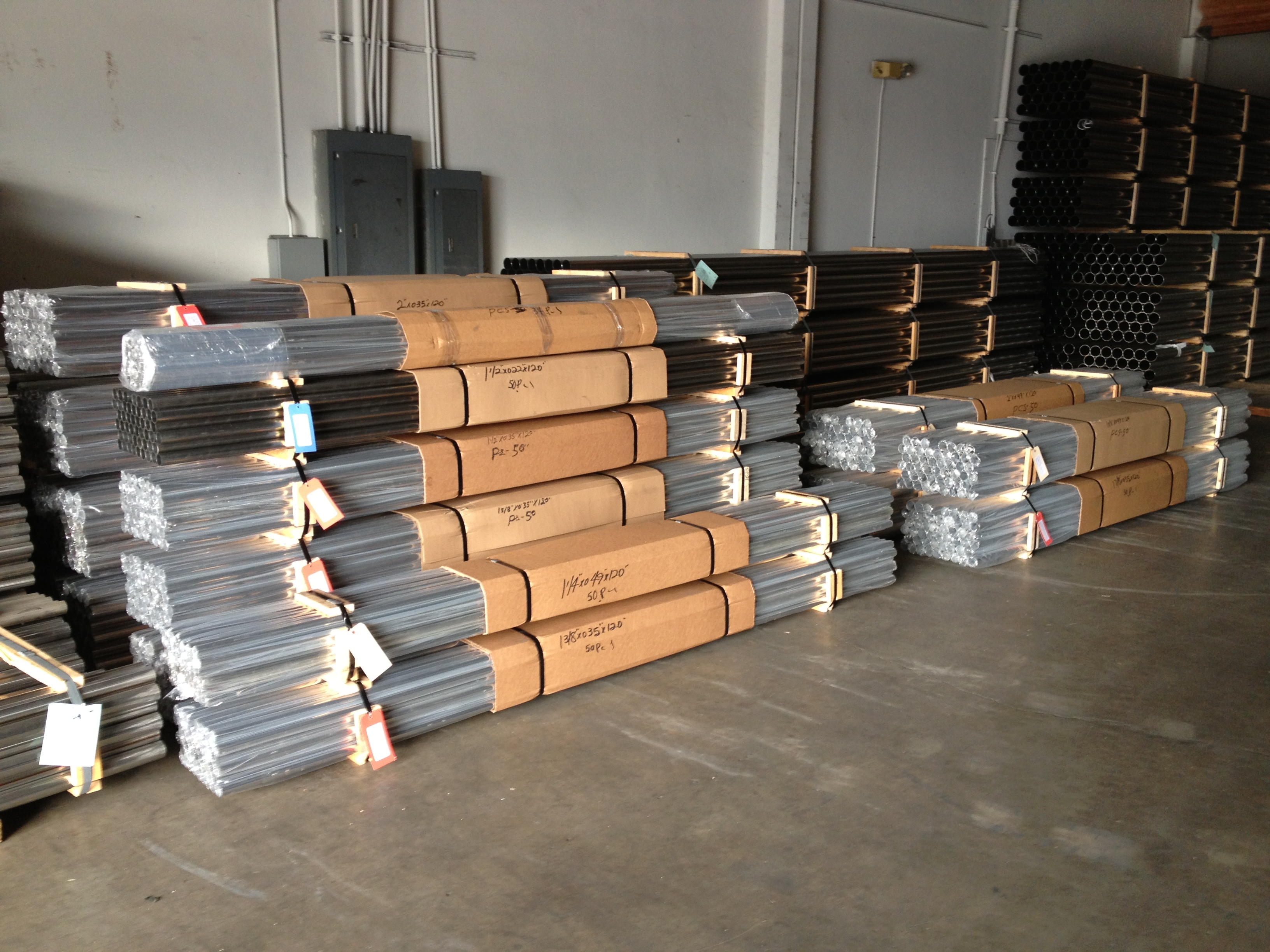 Stainless steel stock and storage inside the Permagro warehouse
