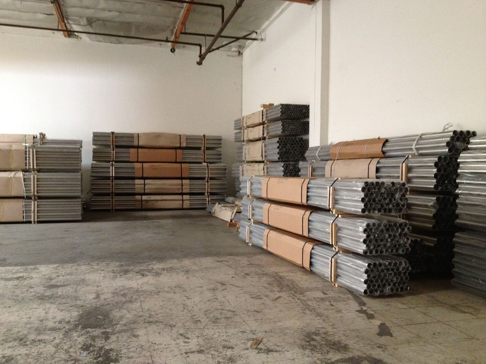 Stainless steel stock and storage inside the Permagro warehouse