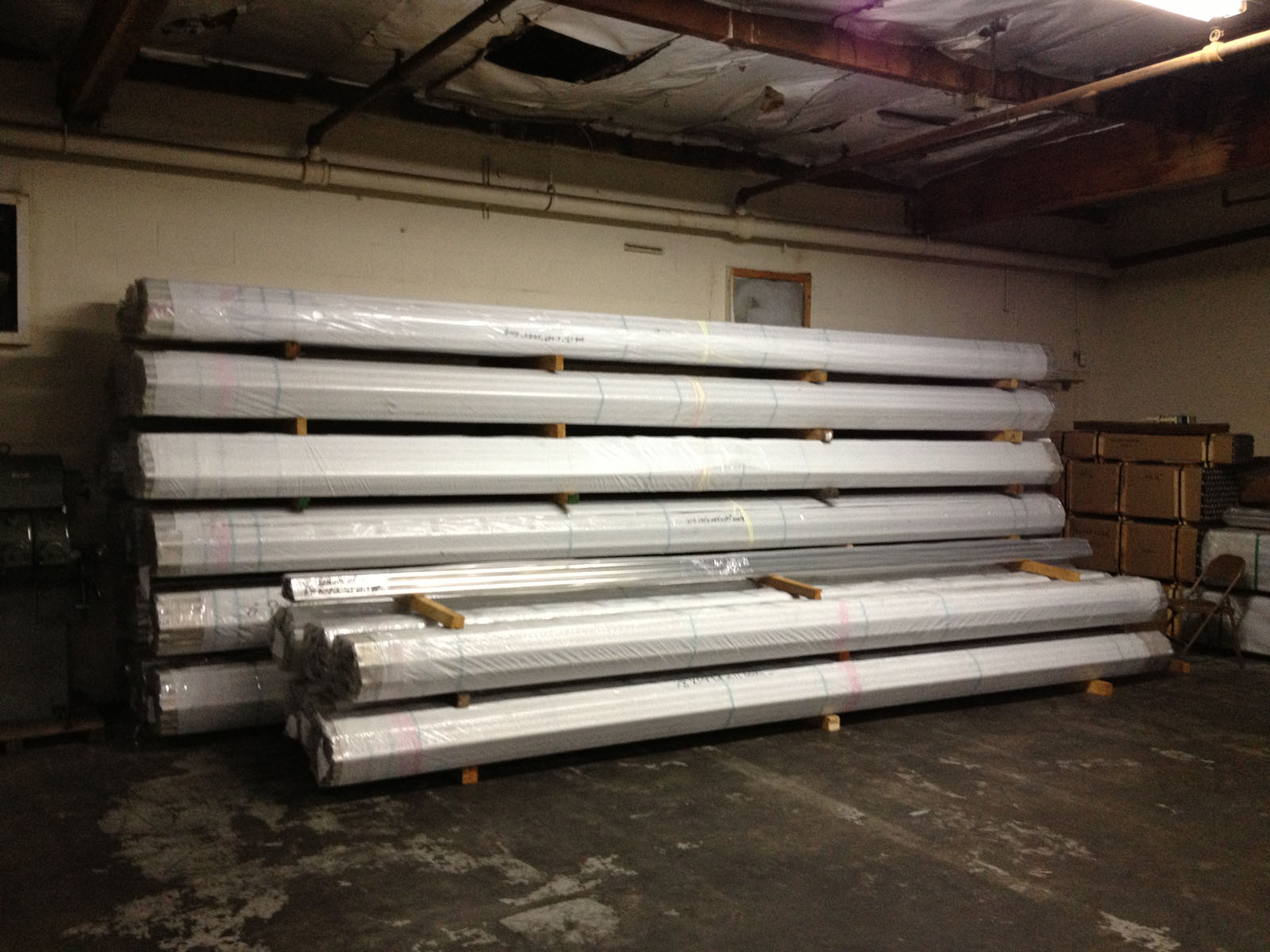Stainless steel stock and storage inside the Permagro warehouse