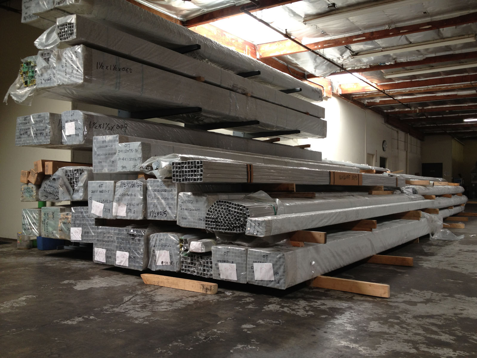 Stainless steel stock and storage inside the Permagro warehouse