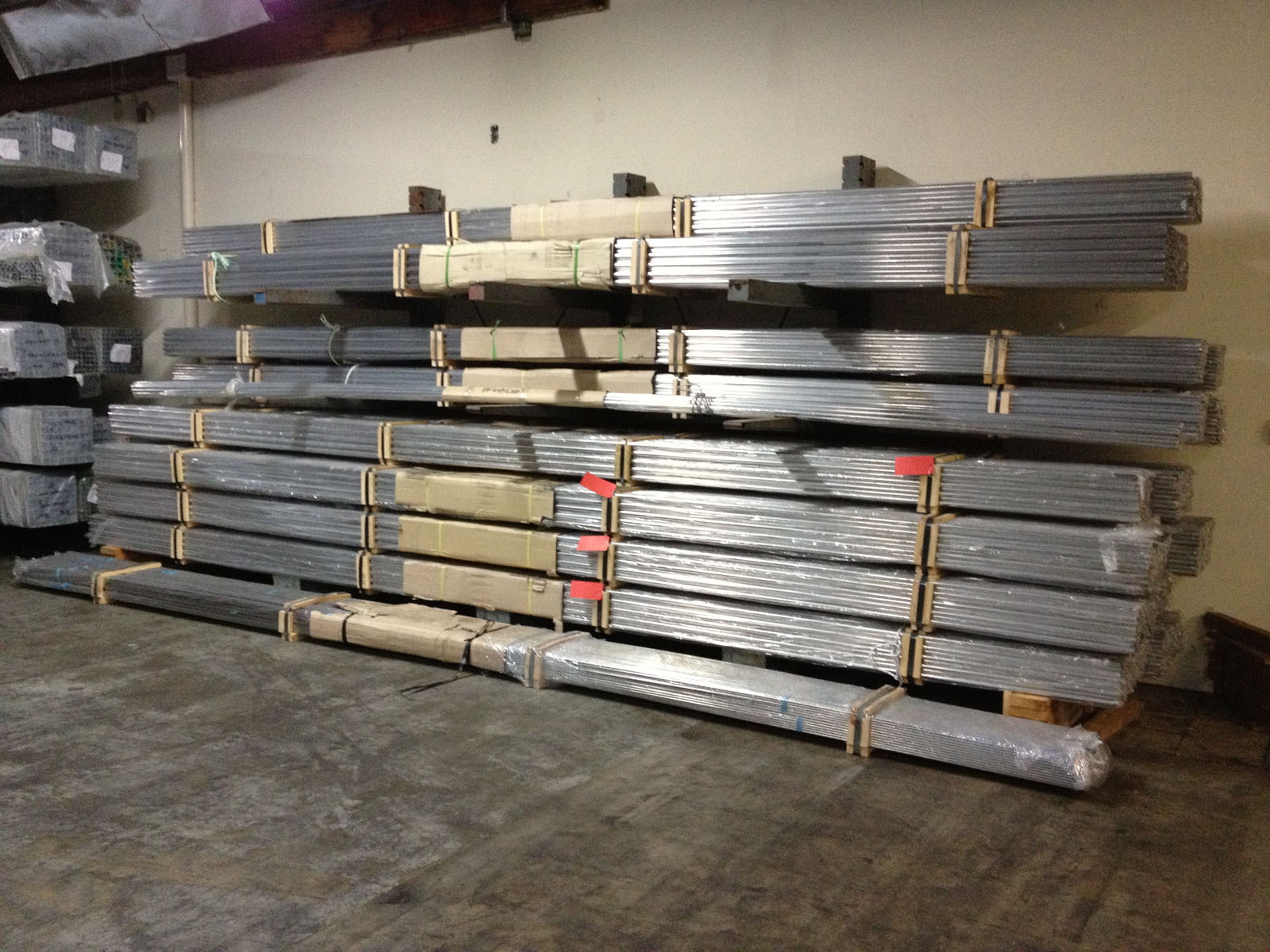 Stainless steel stock and storage inside the Permagro warehouse