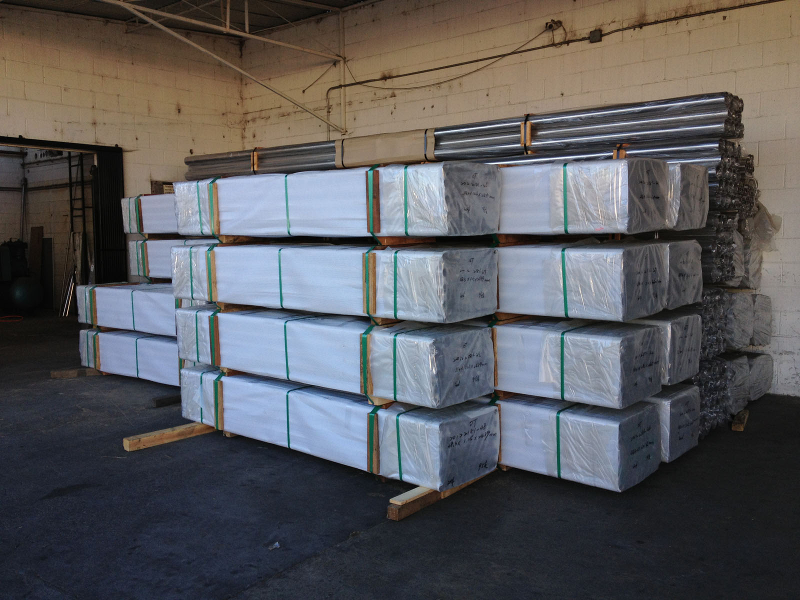 Stainless steel stock and storage inside the Permagro warehouse