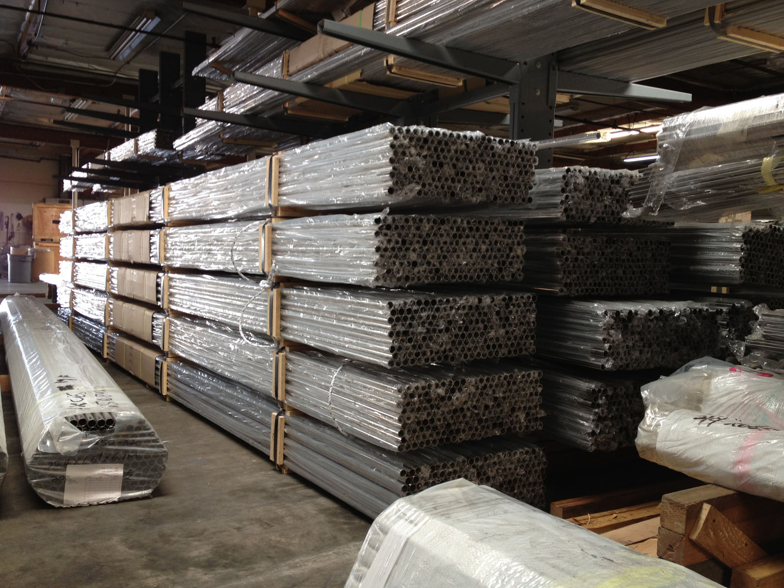 Stainless steel stock and storage inside the Permagro warehouse