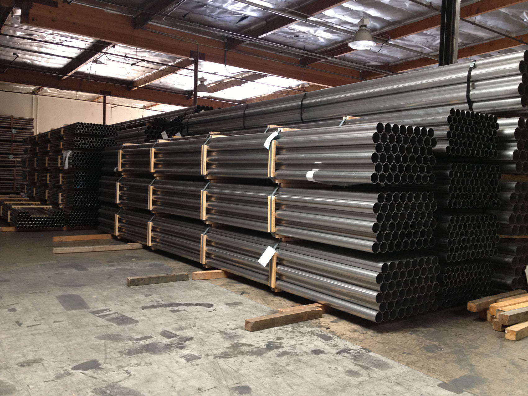 Stainless steel stock and storage inside the Permagro warehouse