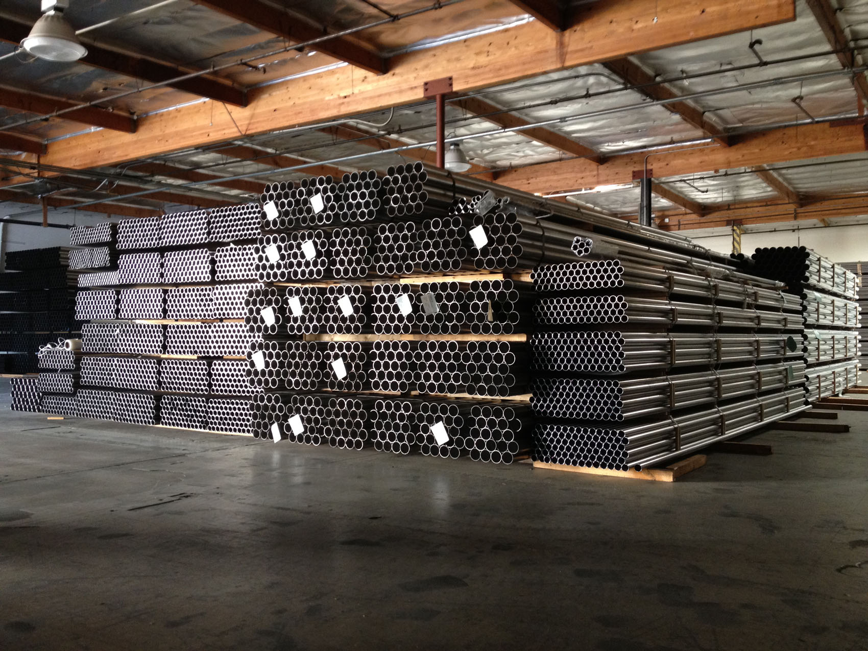 Stainless steel stock and storage inside the Permagro warehouse