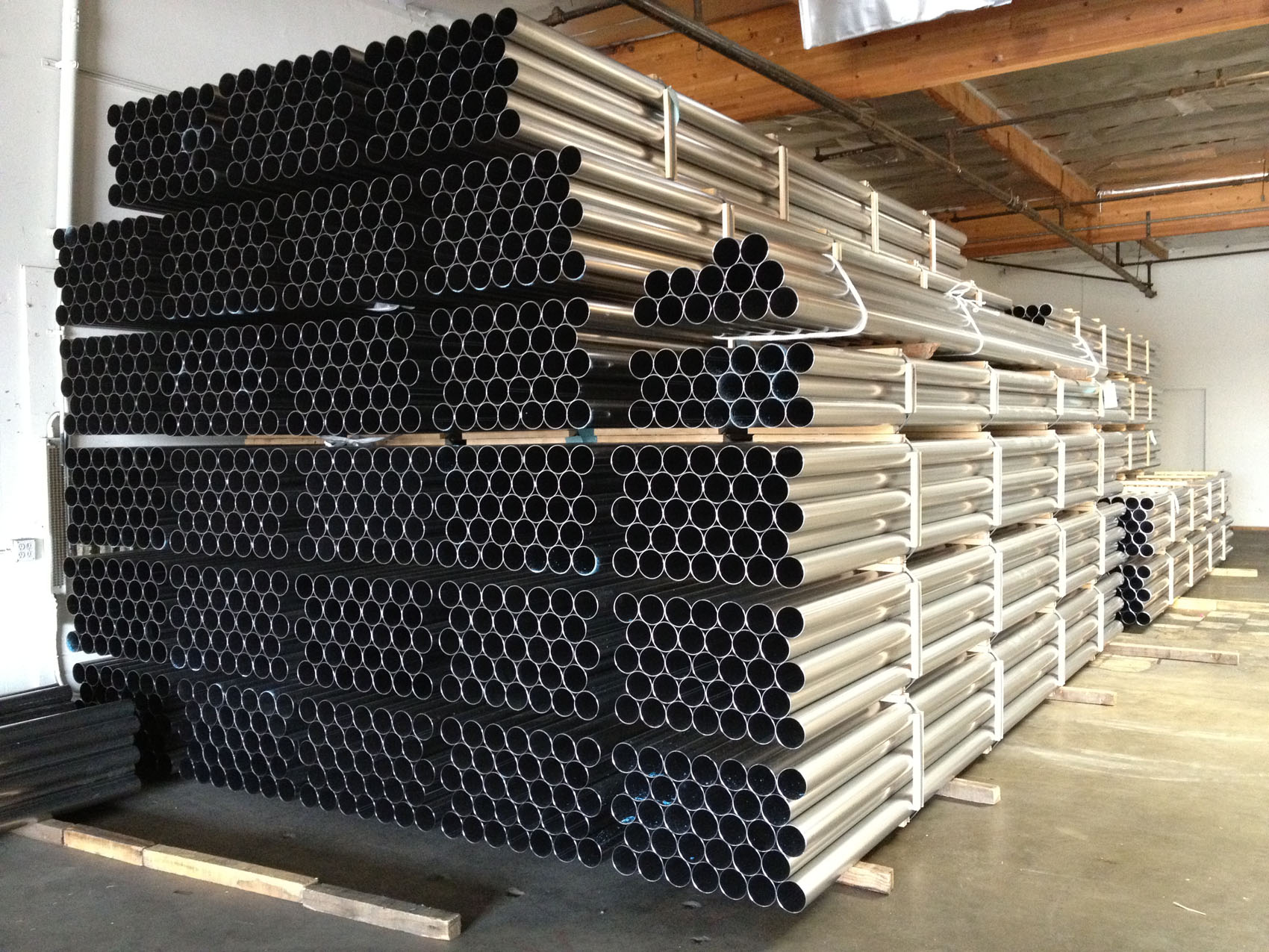 Stainless steel stock and storage inside the Permagro warehouse