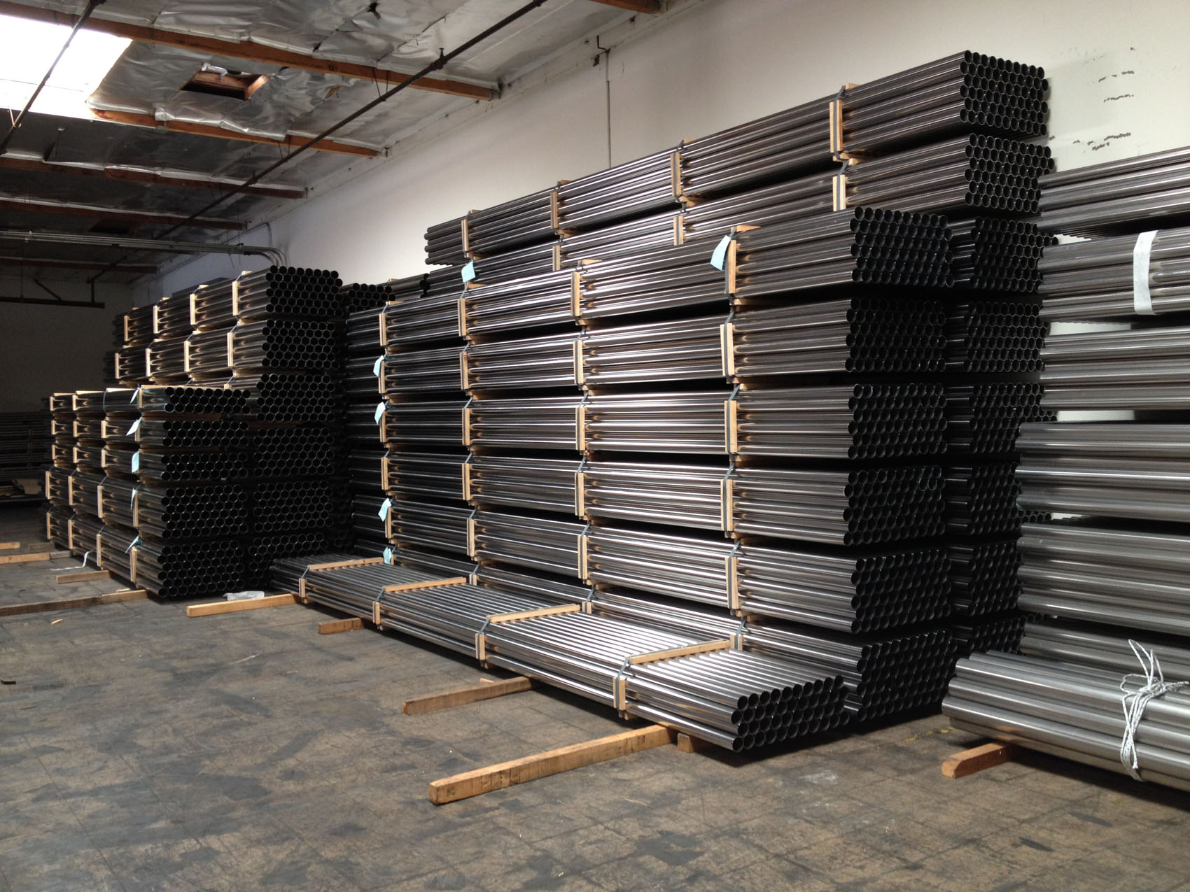 Stainless steel stock and storage inside the Permagro warehouse