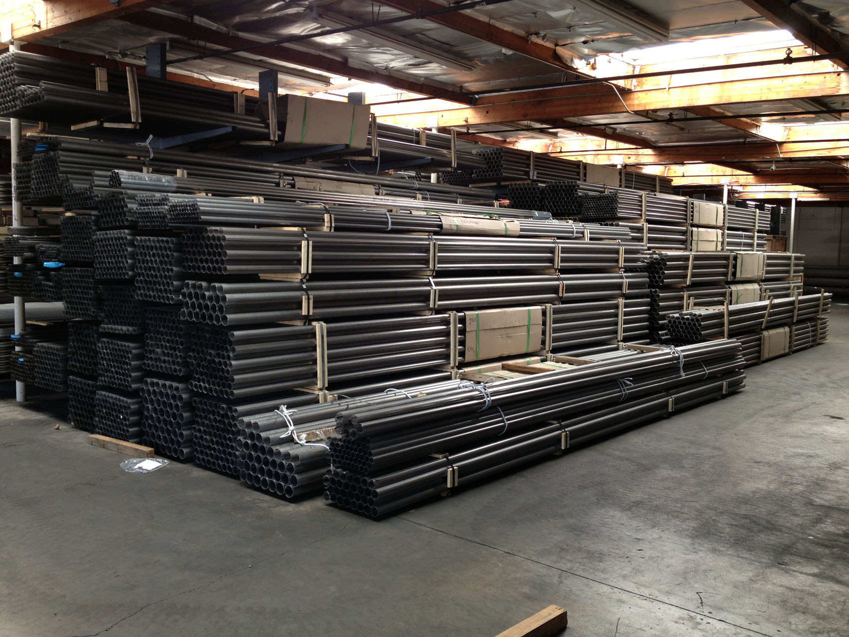 Stainless steel stock and storage inside the Permagro warehouse
