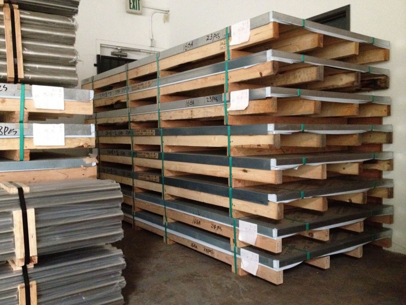 Stainless steel stock and storage inside the Permagro warehouse